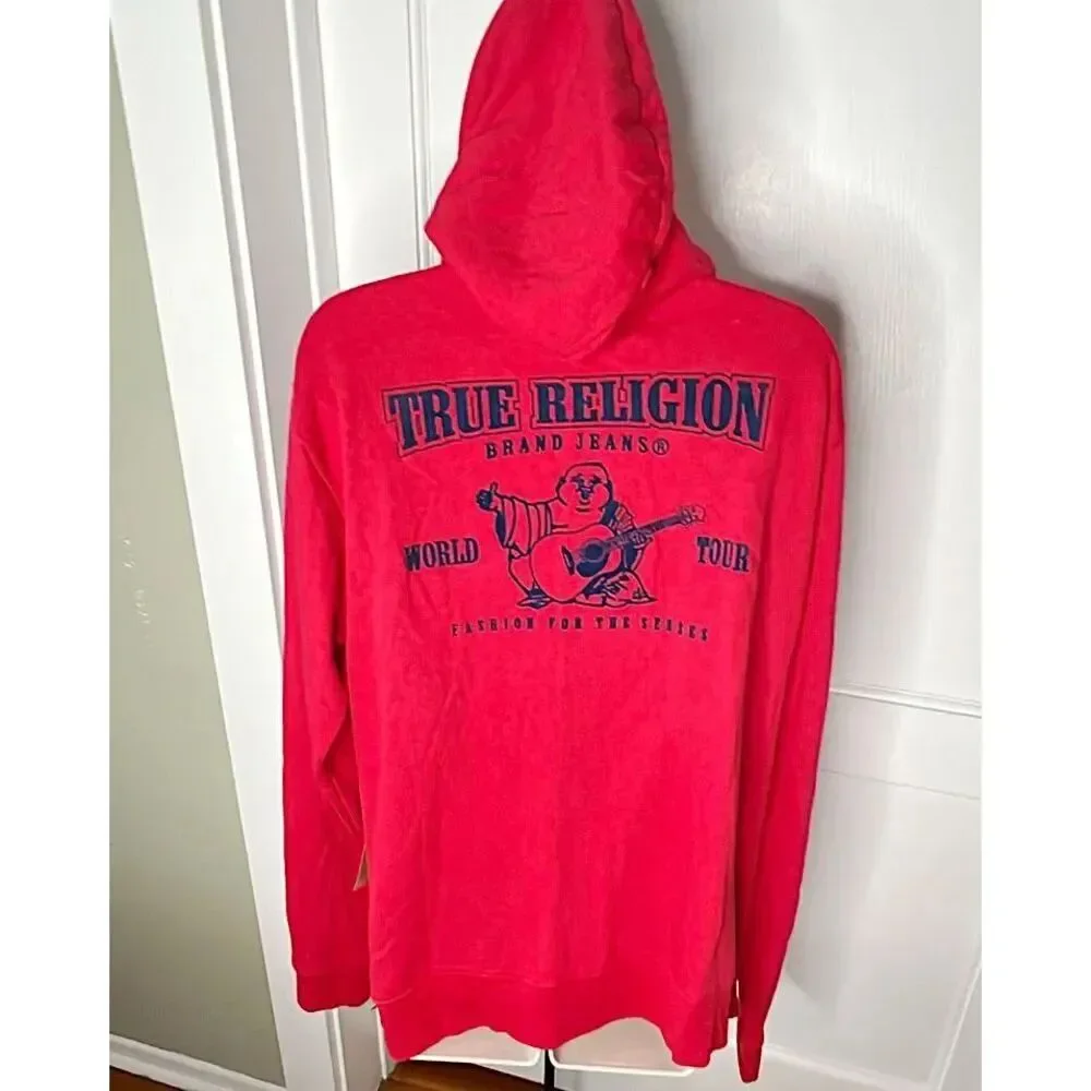 True Religion Buddha Classic Logo Hoodie Red Nwt Size XLarge